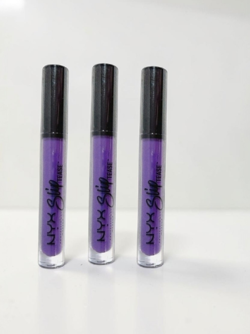 Lot Of 3 NYX Slip Tease Liquid Lipstick Bold Purple Feisty Fougue